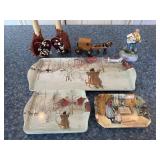 Winter Scene Ceramic Trays Set of 3 with Candle Holders & Guitar Figurine