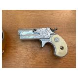 Perrine Automatic Fly Reel & Ornate Engraved Pocket Revolver - Antique Lot