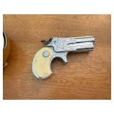 Perrine Automatic Fly Reel & Ornate Engraved Pocket Revolver - Antique Lot