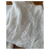 White Table Linens Lot - Damask Lace Overlay & Square-Pattern Weave (Lot of 3)