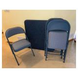 Blue Stackable Folding Chairs and Folding Card Table - Event Seating (Lot of 5)