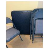 Blue Stackable Folding Chairs and Folding Card Table - Event Seating (Lot of 5)