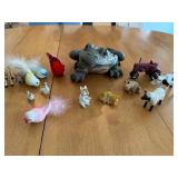 Large Frog Figurine & Farm Animal Miniatures with Red Tractor Toy Set