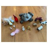 Large Frog Figurine & Farm Animal Miniatures with Red Tractor Toy Set