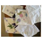 Table Linens - Assorted Embroidered White Tablecloths, Napkins & Runner
