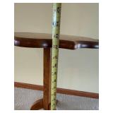 Vintage Oak Pedestal End Table with Scalloped Edge and Trefoil Base