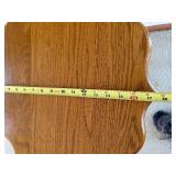 Vintage Oak Pedestal End Table with Scalloped Edge and Trefoil Base