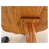 Vintage Oak Pedestal End Table with Scalloped Edge and Trefoil Base