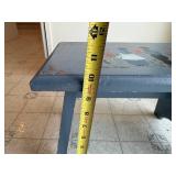 Blue Painted Wooden Stepstool - Folk-Art Couple Under Heart Scene