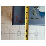 Blue Painted Wooden Stepstool - Folk-Art Couple Under Heart Scene