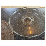 Pressed Glass Serving Plates Set - 3-Piece with Bell & Bow Plate, Starburst Plate, Pedestal Dish