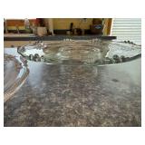 Pressed Glass Serving Plates Set - 3-Piece with Bell & Bow Plate, Starburst Plate, Pedestal Dish