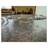 Pressed Glass Serving Plates Set - 3-Piece with Bell & Bow Plate, Starburst Plate, Pedestal Dish