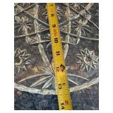 Pressed Glass Serving Plates Set - 3-Piece with Bell & Bow Plate, Starburst Plate, Pedestal Dish