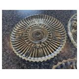 Dessert Plates - Clear Glass Set of 4 With Starburst, Geometric Star & Ring Patterns
