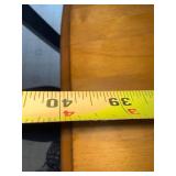 Round Wood Dining Table with Four Chairs - Made in Canada, with one leaf, 48 in Diameter, Pedestal Base Matches Hutch and Buffet earlier in auction