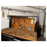 Craftsman Workbench with Pegboard Back - Wooden Top, Drawer Cabinet
