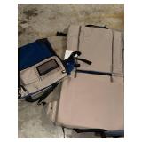 Beige Stadium Seat Cushions with Blue Panels and Straps