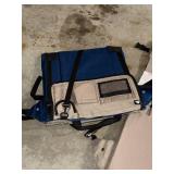 Beige Stadium Seat Cushions with Blue Panels and Straps