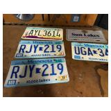 Arizona & Minnesota License Plate Lot (Lot of 5) - AYL3614, RJY-219 (2), UGA-341, Sun Lakes Sign
