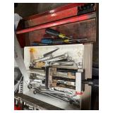 Buck Bros Saw & Tool Lot - Hand Tools, Sockets, Wrenches, Vise, Level & Organizers