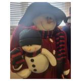 Pair of 45-Inch Plush Standing Snowman Figures with Winter Accessories