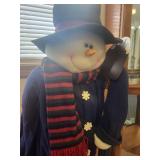 Pair of 45-Inch Plush Standing Snowman Figures with Winter Accessories