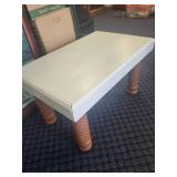 White Wooden Table with Spiral Legs 33x21 Inches