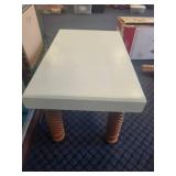 White Wooden Table with Spiral Legs 33x21 Inches