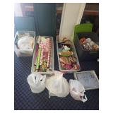 Large Collection of Holiday and Gift Wrap Supplies with Storage Bins