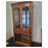 Pair of Wooden Glass Display Cabinets with Drawers