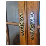 Pair of Wooden Glass Display Cabinets with Drawers