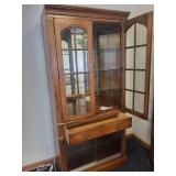 Pair of Wooden Glass Display Cabinets with Drawers