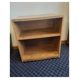 Oak-Finish 2-Shelf Rolling Bookcase on Casters