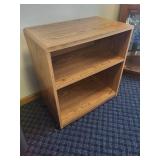 Oak-Finish 2-Shelf Rolling Bookcase on Casters