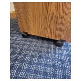 Oak-Finish 2-Shelf Rolling Bookcase on Casters