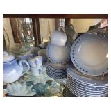 B&G Copenhagen Denmark Blue Porcelain Tea Set with Cups, Saucers, Plates, and Teapot