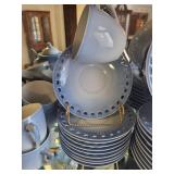 B&G Copenhagen Denmark Blue Porcelain Tea Set with Cups, Saucers, Plates, and Teapot