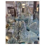 Decorative Floral Porcelain Trinket Egg, Glass Bell, and Painted Glass Vase Set