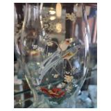 Decorative Floral Porcelain Trinket Egg, Glass Bell, and Painted Glass Vase Set