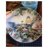 Collection of Blue Art Glass and Song of Promise Collector Plate