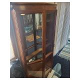 Wood Framed Glass Corner Curio Cabinet with Brass Handle, 50x16x76