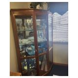 Glass Front Corner Curio Cabinet with Shelves and Key