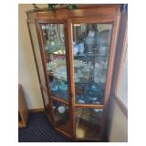 Glass Front Corner Curio Cabinet with Shelves and Key