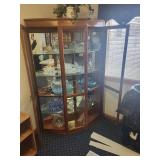 Glass Front Corner Curio Cabinet with Shelves and Key