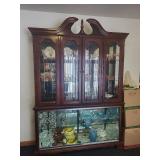 Traditional Mahogany China Cabinet with Glass Display and Brass Accents