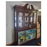 Traditional Mahogany China Cabinet with Glass Display and Brass Accents
