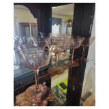 Collection of Pink Depression Glass Stemware