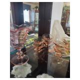 Collection of Pink Depression Glass Stemware