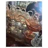 Collection of Pink Depression Glass Stemware